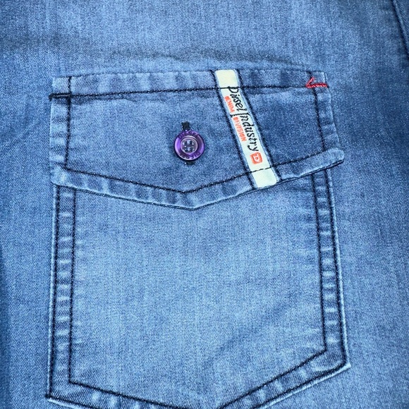 Boys Diesel Chambray Button Down (Lg - 14/16) - Picture 5 of 6